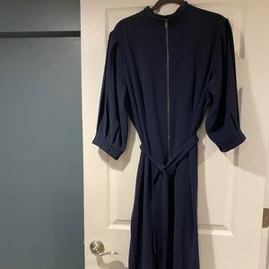 Halogen Tie Waist Midi Dress, Navy Blue, XL